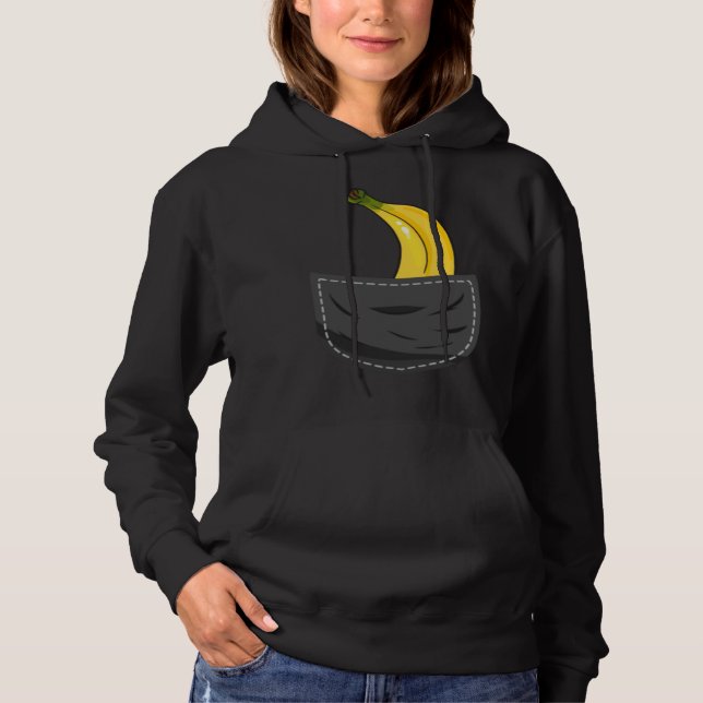 Banana In Pocket Graphic Fruit Vegan Veggie Health Hoodie (Front)