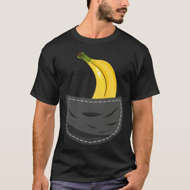 Banana In Pocket Graphic Fruit Vegan Veggie Health T-Shirt (Front)