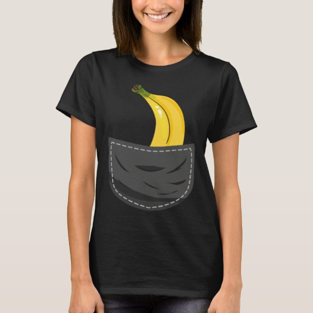 Banana In Pocket Graphic Fruit Vegan Veggie Health T-Shirt (Front)