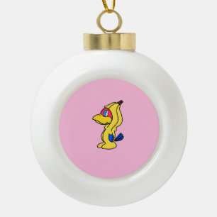banana jay ceramic ball christmas ornament