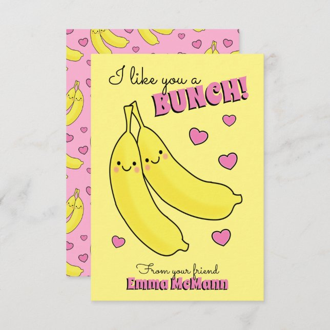 Banana Kids Classroom Valentine Cards (Front/Back)