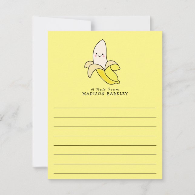 Banana Kid's Cute Kawaii  Flat Stationary Cards (Front)