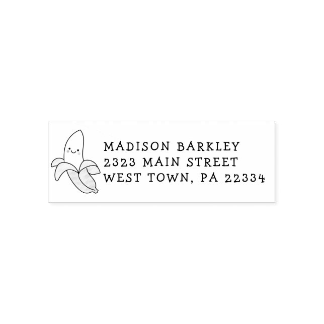Banana Kid's Cute Kawaii  Return Address Stamp (Design)