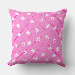 banana leaf and flowers tropical botanical pink  cushion