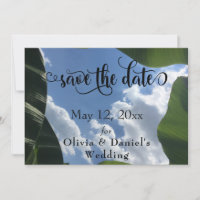 Banana Leaf Framed Sky Tropical Save the Date