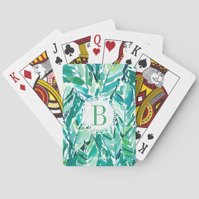 BANANA LEAF JUNGLE Green Tropical Playing Cards (Back)