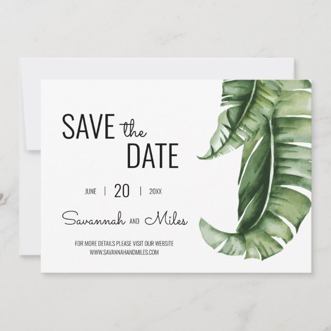 Banana Leaf Landscape Save the Date  Invitation (Front)
