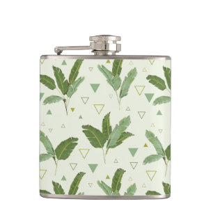 Banana Leaf With Triangles Hip Flask