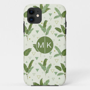 Banana Leaf With Triangles   Monogram iPhone 11 Case