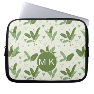 Banana Leaf With Triangles Monogram Laptop Sleeve