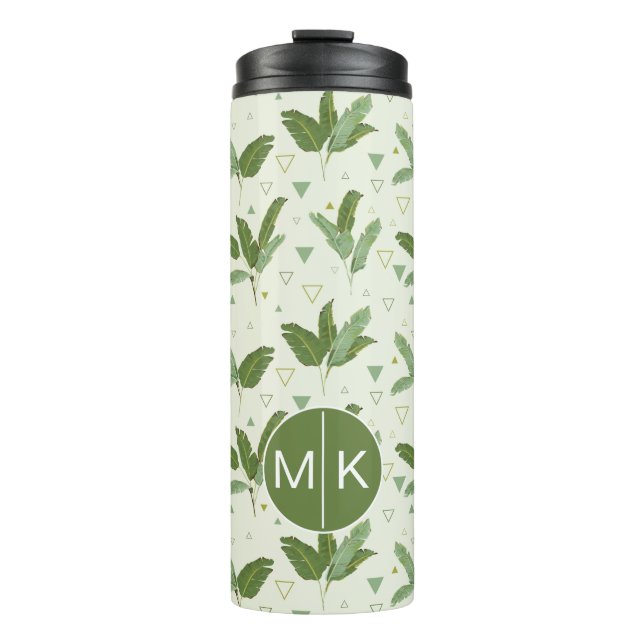 Banana Leaf With Triangles | Monogram Thermal Tumbler (Front)