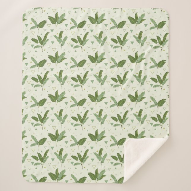Banana Leaf With Triangles Sherpa Blanket (Front)