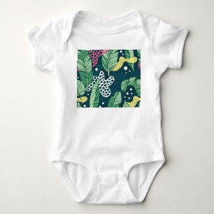 Banana leaves abstract, trendy colours baby bodysuit