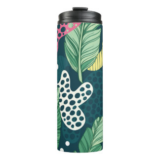 Banana leaves abstract, trendy colours thermal tumbler