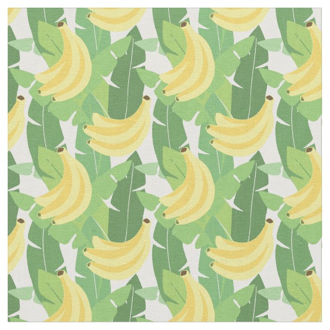 Banana Leaves And Fruit Pattern Fabric (Close Up)