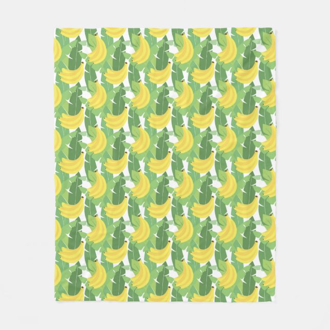 Banana Leaves And Fruit Pattern Fleece Blanket (Front)