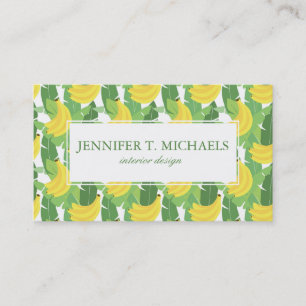 Banana Leaves And Fruit Pattern   Monogram Business Card