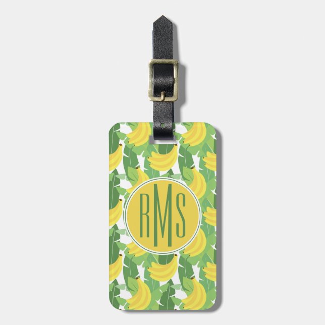 Banana Leaves And Fruit Pattern  | Monogram Luggage Tag (Front Vertical)