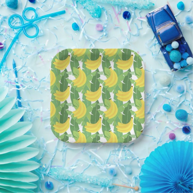 Banana Leaves And Fruit Pattern Paper Plate (Party)