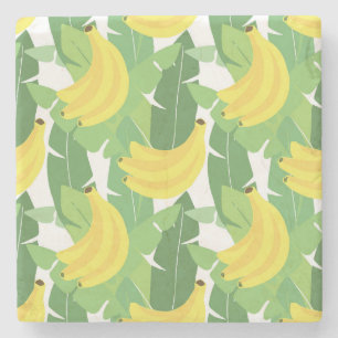 Banana Leaves And Fruit Pattern Stone Coaster
