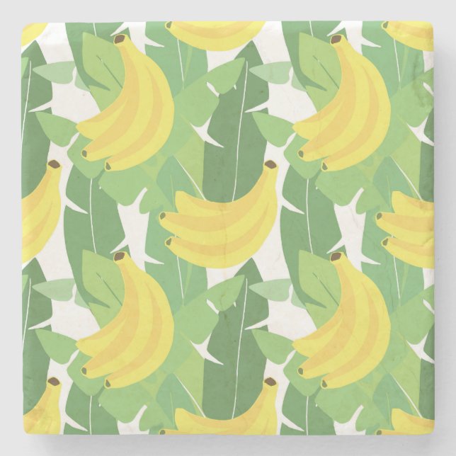 Banana Leaves And Fruit Pattern Stone Coaster (Front)