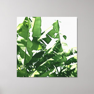 Banana Leaves Green Monochromatic Painting Canvas Print