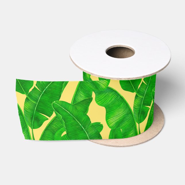 Banana leaves satin ribbon (Spool)
