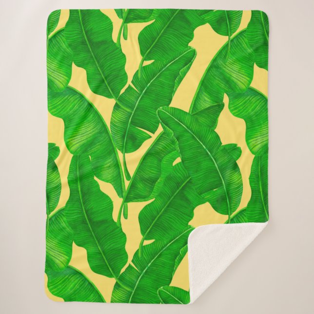 Banana leaves sherpa blanket (Front)
