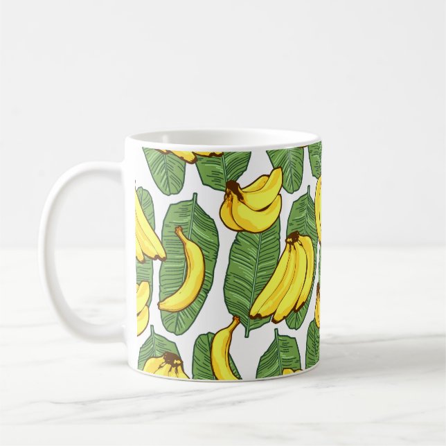 Banana Leaves: Tropical Fruit Pattern Coffee Mug (Left)