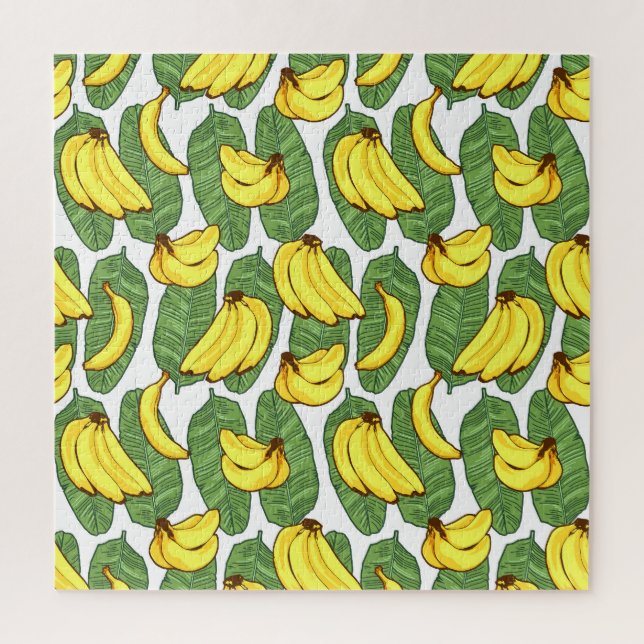 Banana Leaves: Tropical Fruit Pattern Jigsaw Puzzle (Vertical)