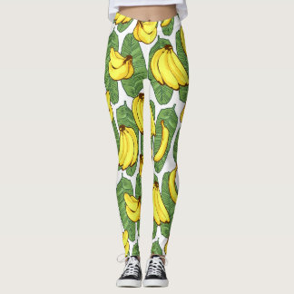 Banana Leaves: Tropical Fruit Pattern Leggings