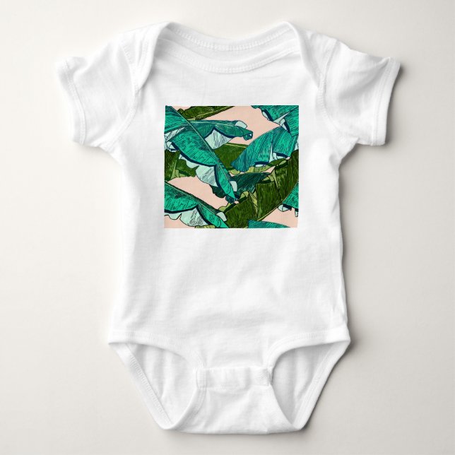 Banana Leaves: Tropical Seamless Pattern. Baby Bodysuit (Front)