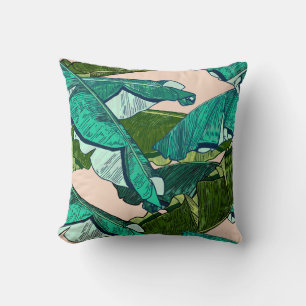 Banana Leaves: Tropical Seamless Pattern. Cushion
