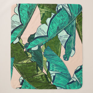 Banana Leaves: Tropical Seamless Pattern. Sherpa Blanket