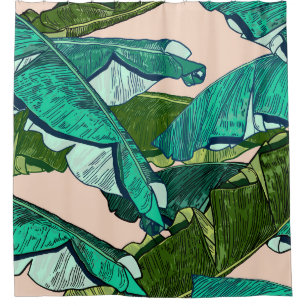 Banana Leaves: Tropical Seamless Pattern. Shower Curtain