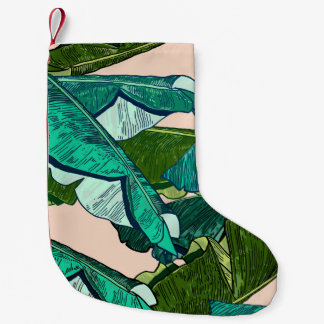 Banana Leaves: Tropical Seamless Pattern. Small Christmas Stocking