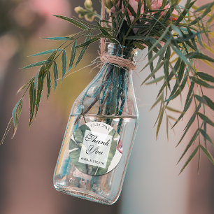 Banana Leaves tropical  thank you wedding  Classic Round Sticker