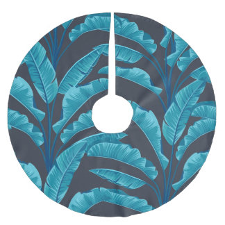 Banana Leaves: Vintage Tropical Pattern. Brushed Polyester Tree Skirt