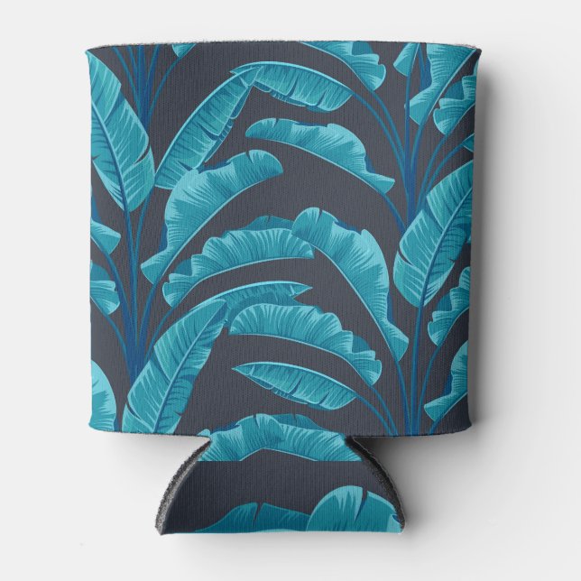 Banana Leaves: Vintage Tropical Pattern. Can Cooler (Front)