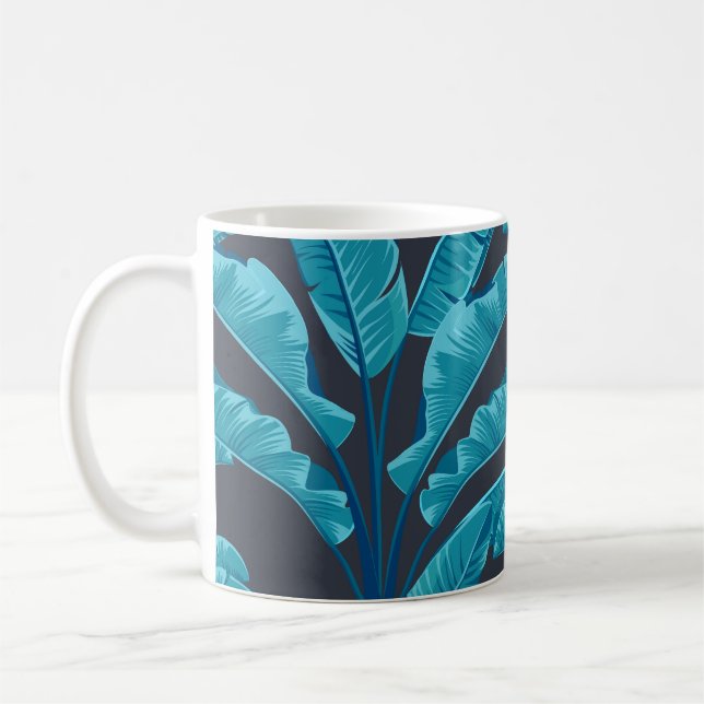 Banana Leaves: Vintage Tropical Pattern. Coffee Mug (Left)