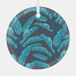 Banana Leaves: Vintage Tropical Pattern. Glass Tree Decoration