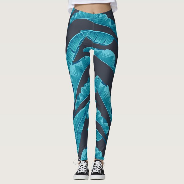 Banana Leaves: Vintage Tropical Pattern. Leggings (Front)