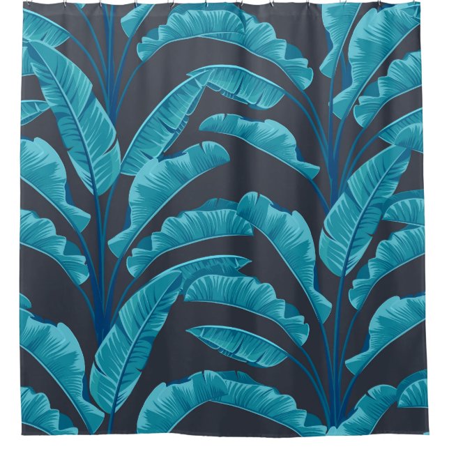 Banana Leaves: Vintage Tropical Pattern. Shower Curtain (Front)