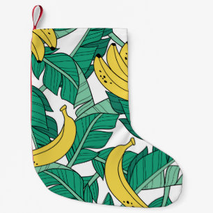 Banana Leaves: White Vintage Pattern. Small Christmas Stocking