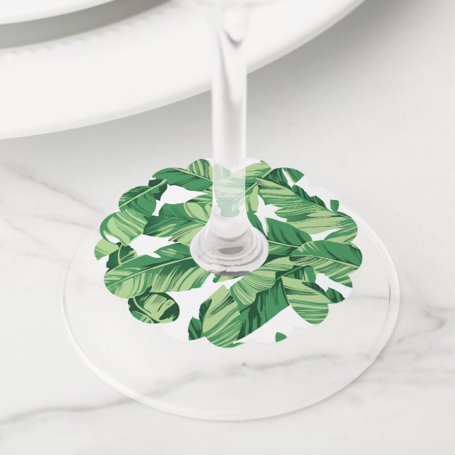Banana leaves wine glass tag (Close Up)