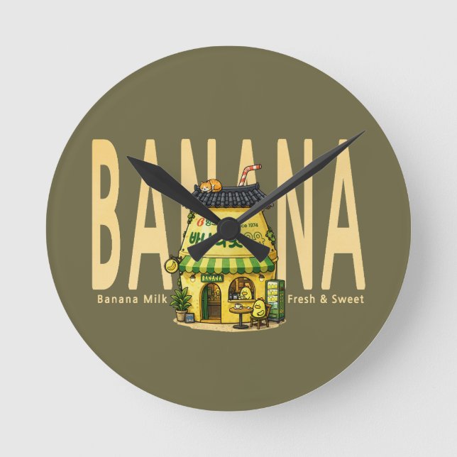 banana milk café  Wall Clock (Front)