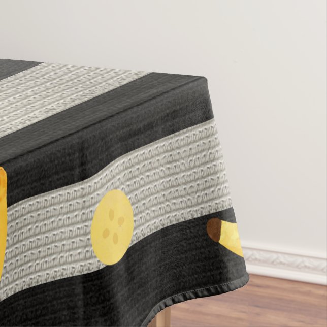 Banana Modern Black & White Stripes Tablecloth (In Situ)