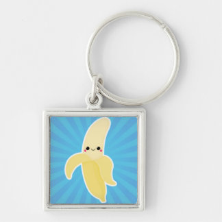 Banana on Blue Starburst Key Ring