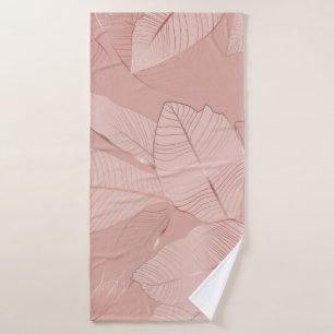 Banana, palm leaves: shiny copper. bath towel
