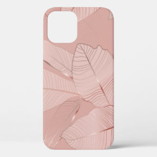 Banana, palm leaves: shiny copper. iPhone 12 case